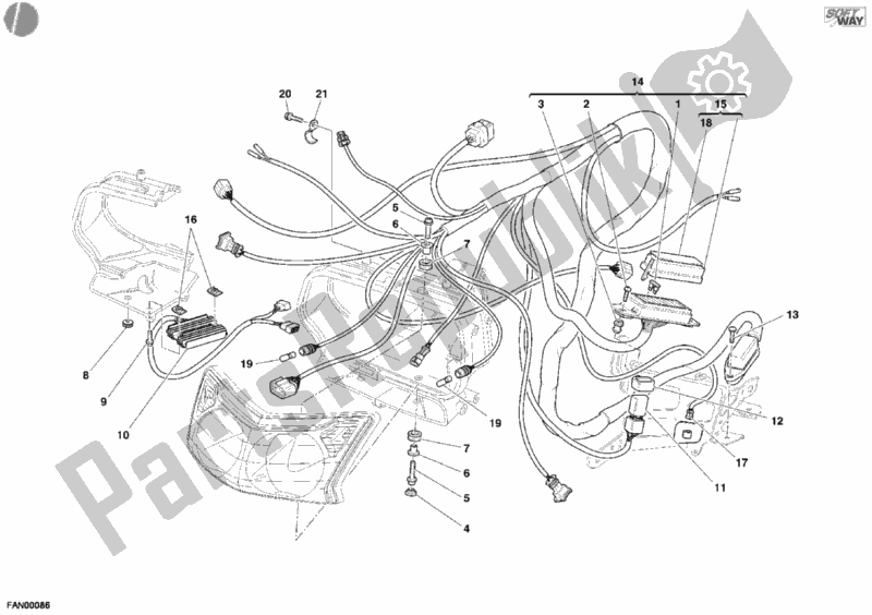 Wszystkie części do Kabel Reflektora Ducati Sport ST4 S ABS 996 2005